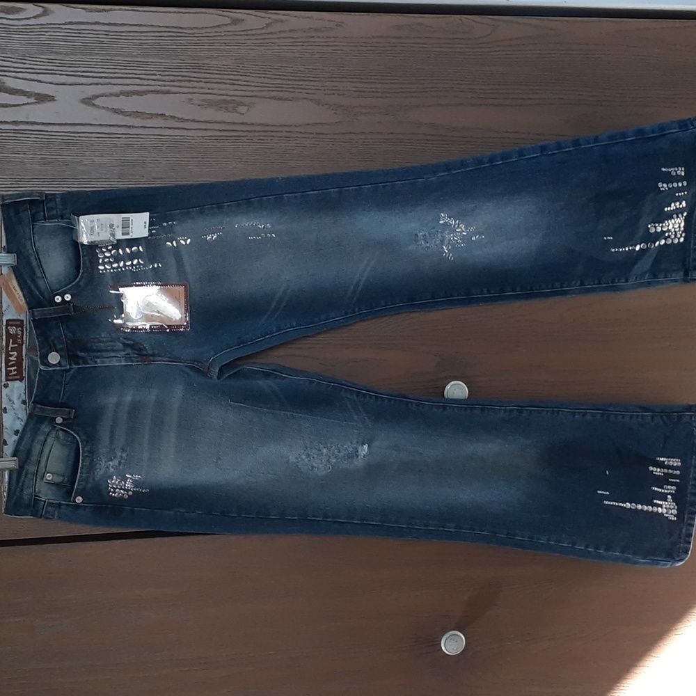 HINT vintage womens jeans flare leg jeans with beautiful sequin design N…